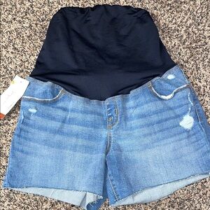 Isabel Maternity Denim Midi Shorts Size 8 | NWT